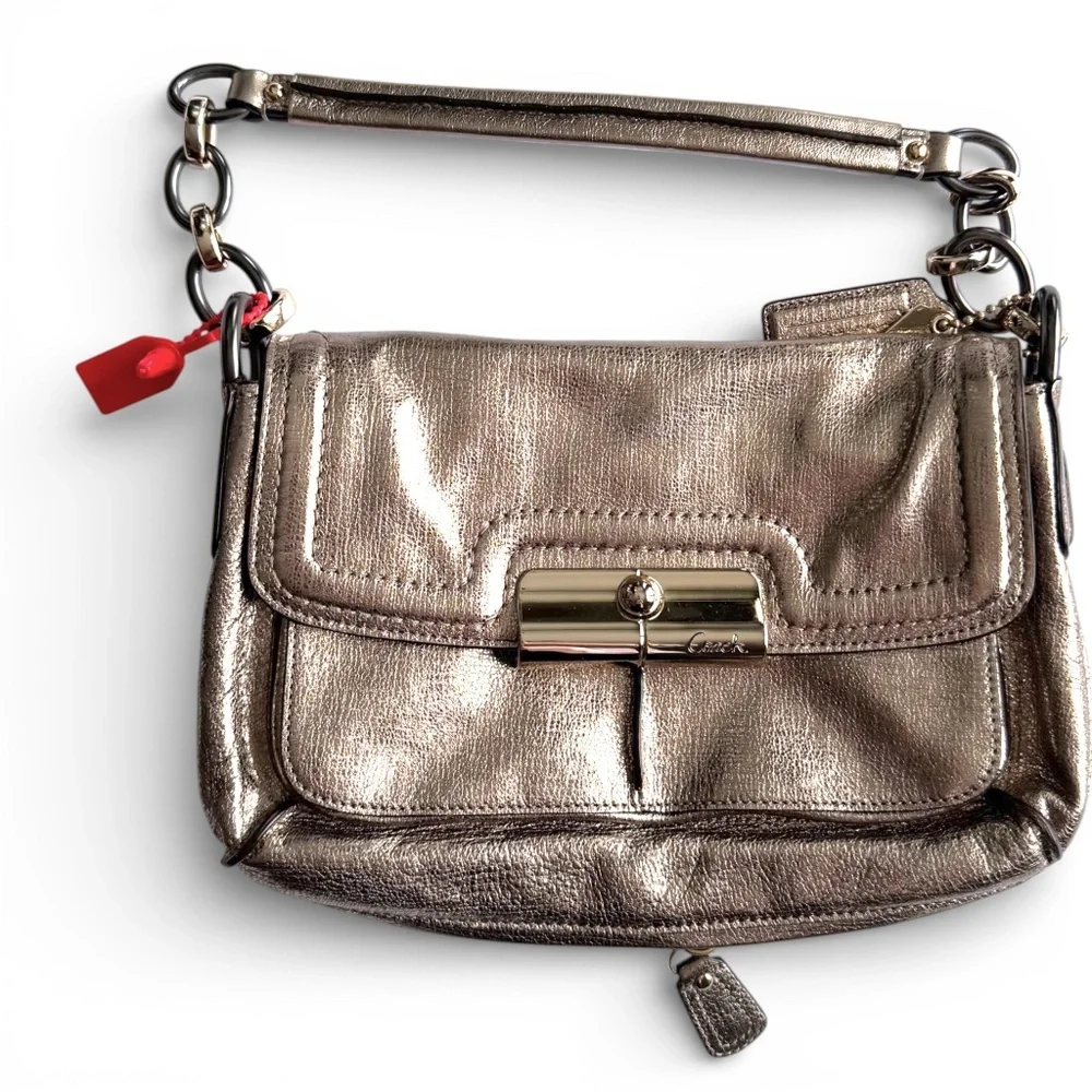 Coach Metallic Bronze Gold Leather Evening Shoulder Bag